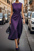 WOMEN'S SLEEVELESS BELTED WRAP MIDI SUMMER DRESS - Zarino Newstyle
