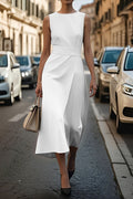 WOMEN'S SLEEVELESS BELTED WRAP MIDI SUMMER DRESS - Zarino Newstyle