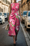 WOMEN'S SLEEVELESS BELTED WRAP MIDI SUMMER DRESS - Zarino Newstyle