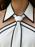 WOMEN'S SLEEVELESS HALTER NECK BLOUSE WITH CONTRAST TRIM - Zarino Newstyle