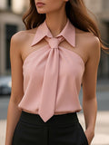 WOMEN'S SLEEVELESS HALTER NECK TIE BLOUSE - Zarino Newstyle