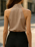WOMEN'S SLEEVELESS HALTER NECK TIE BLOUSE - Zarino Newstyle