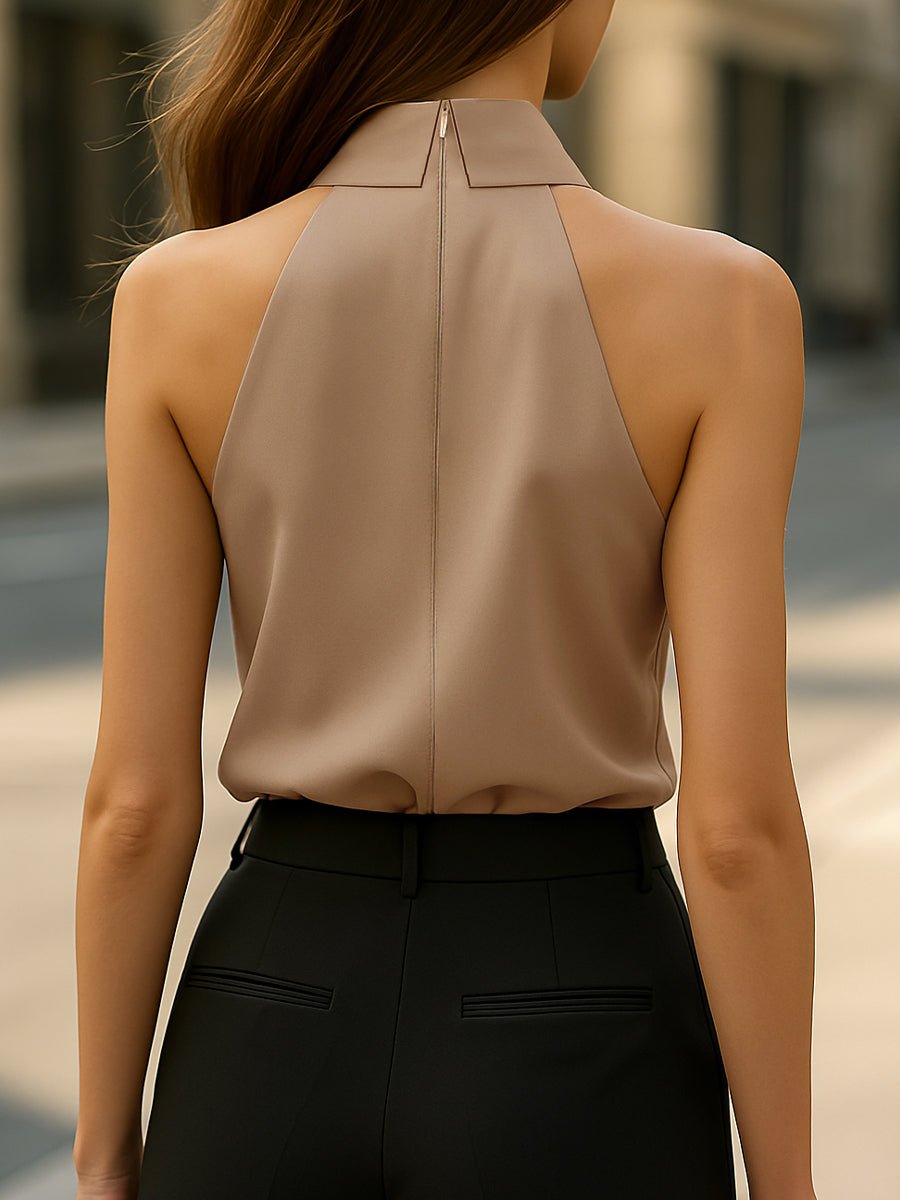 WOMEN'S SLEEVELESS HALTER NECK TIE BLOUSE - Zarino Newstyle
