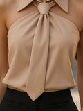 WOMEN'S SLEEVELESS HALTER NECK TIE BLOUSE - Zarino Newstyle