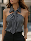WOMEN'S SLEEVELESS HALTER NECK TIE BLOUSE - Zarino Newstyle
