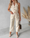 WOMEN'S SLEEVELESS LAPEL WAISTCOAT CO - ORD - Zarino Newstyle