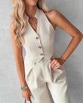 WOMEN'S SLEEVELESS LAPEL WAISTCOAT CO - ORD - Zarino Newstyle