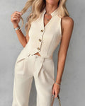 WOMEN'S SLEEVELESS LAPEL WAISTCOAT CO - ORD - Zarino Newstyle