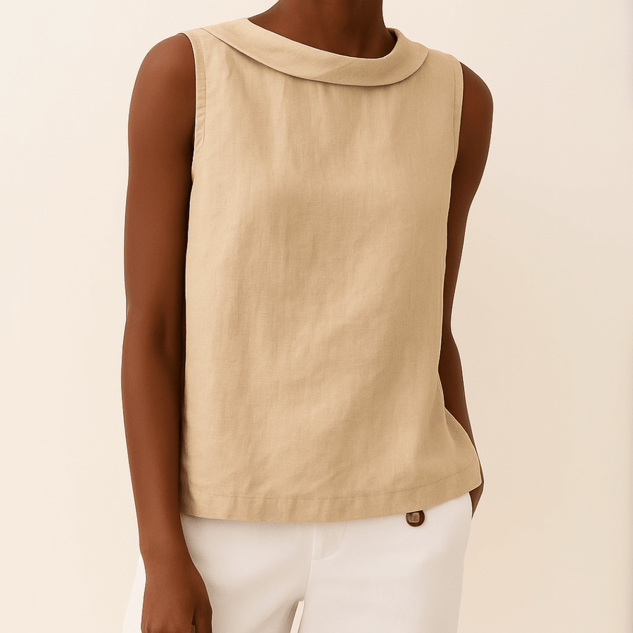 WOMEN'S SLEEVELESS ROLL COLLAR SUMMER TOP - Zarino Newstyle
