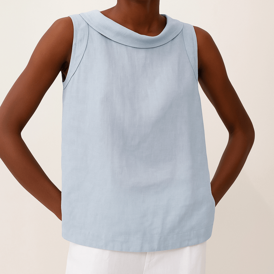 WOMEN'S SLEEVELESS ROLL COLLAR SUMMER TOP - Zarino Newstyle