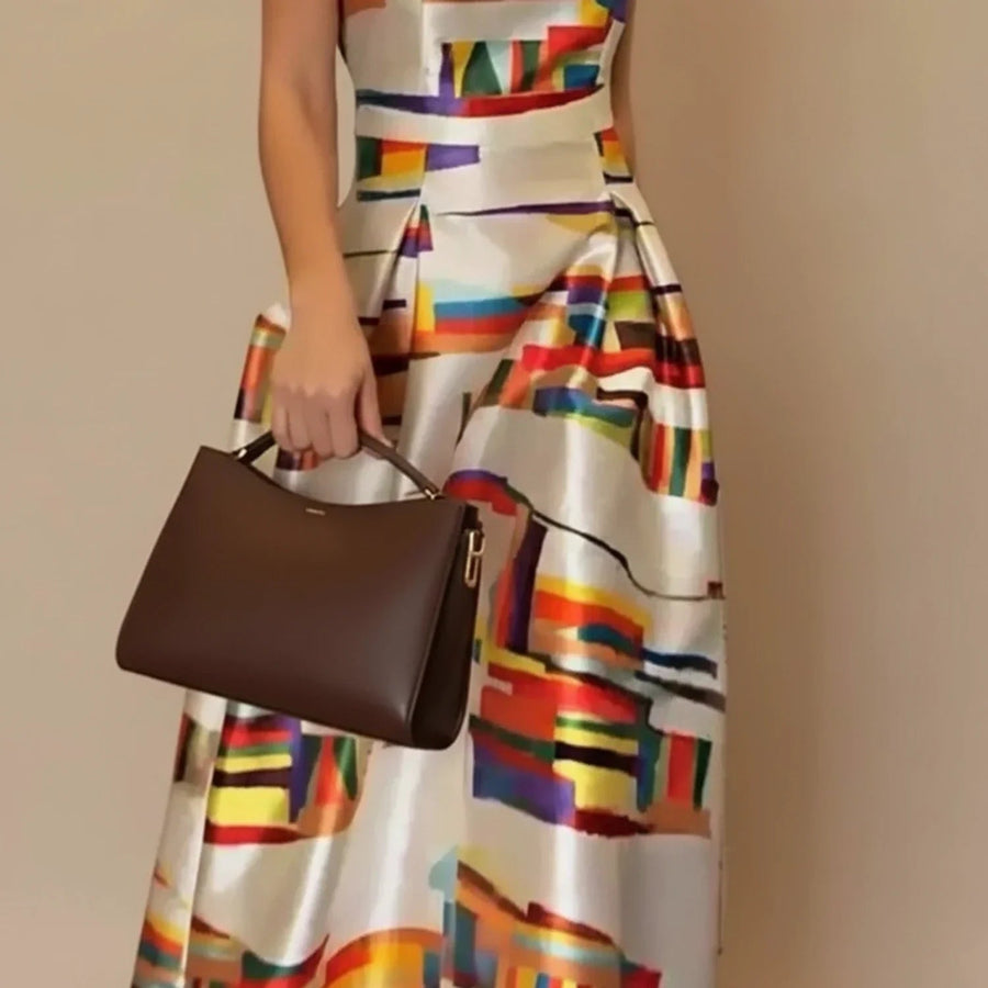 WOMEN'S SLEEVELESS SUMMER MIDI DRESS | GEOMETRIC PRINT - Zarino Newstyle