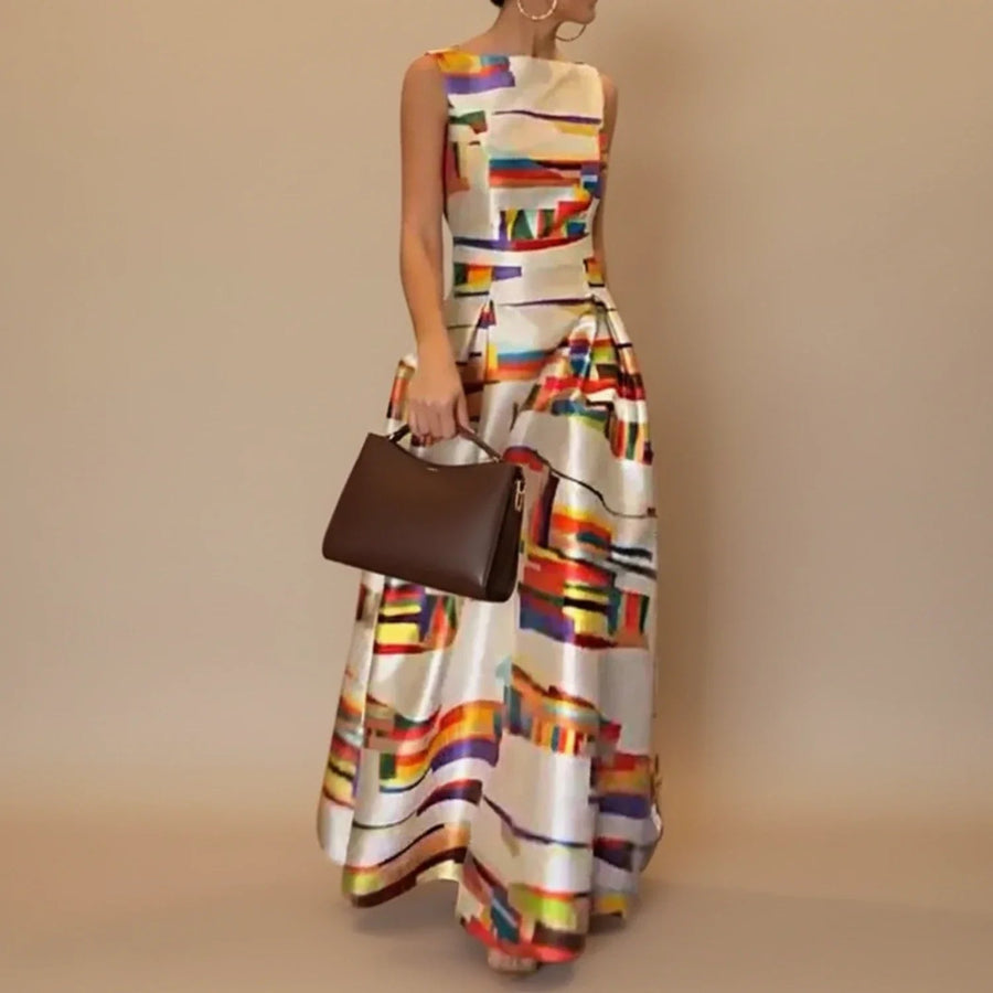 WOMEN'S SLEEVELESS SUMMER MIDI DRESS | GEOMETRIC PRINT - Zarino Newstyle