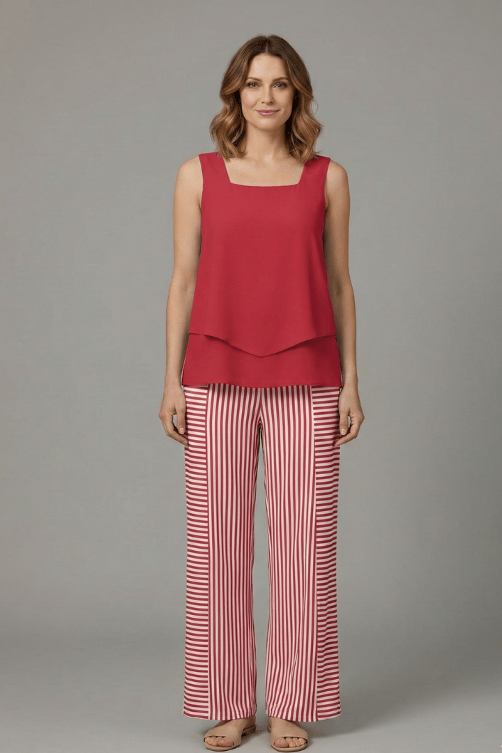 WOMEN'S SLEEVELESS TOP & WIDE LEG PRINTED SUMMER SET - Zarino Newstyle