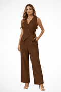 WOMEN'S SLEEVELESS VEST & WIDE LEG TROUSER SET - Zarino Newstyle