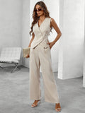 WOMEN'S SLEEVELESS VEST & WIDE LEG TROUSER SET - Zarino Newstyle