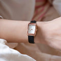 WOMEN'S SLIM RECTANGULAR LEATHER STRAP QUARTZ WATCH - Zarino Newstyle