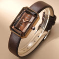 WOMEN'S SLIM RECTANGULAR LEATHER STRAP QUARTZ WATCH - Zarino Newstyle