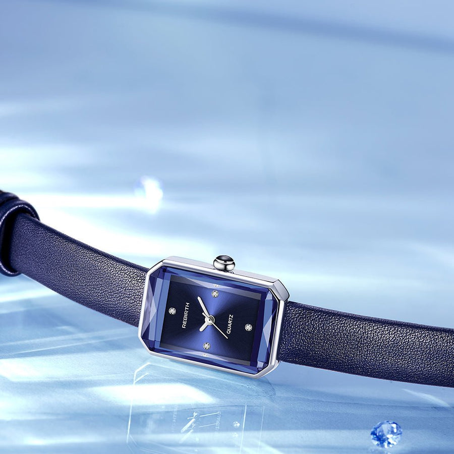 WOMEN'S SLIM RECTANGULAR LEATHER STRAP QUARTZ WATCH - Zarino Newstyle