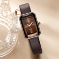 WOMEN'S SLIM RECTANGULAR LEATHER STRAP QUARTZ WATCH - Zarino Newstyle