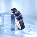 WOMEN'S SLIM RECTANGULAR LEATHER STRAP QUARTZ WATCH - Zarino Newstyle