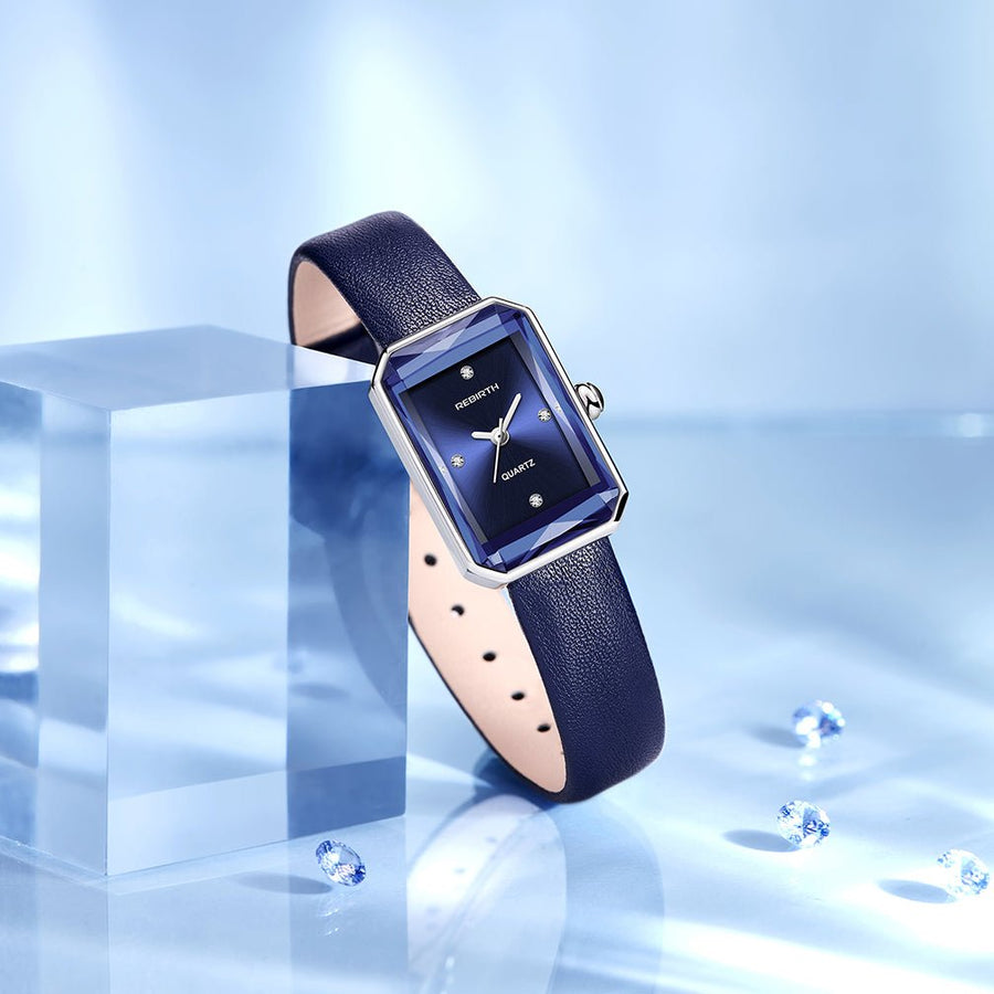 WOMEN'S SLIM RECTANGULAR LEATHER STRAP QUARTZ WATCH - Zarino Newstyle