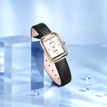 WOMEN'S SLIM RECTANGULAR LEATHER STRAP QUARTZ WATCH - Zarino Newstyle