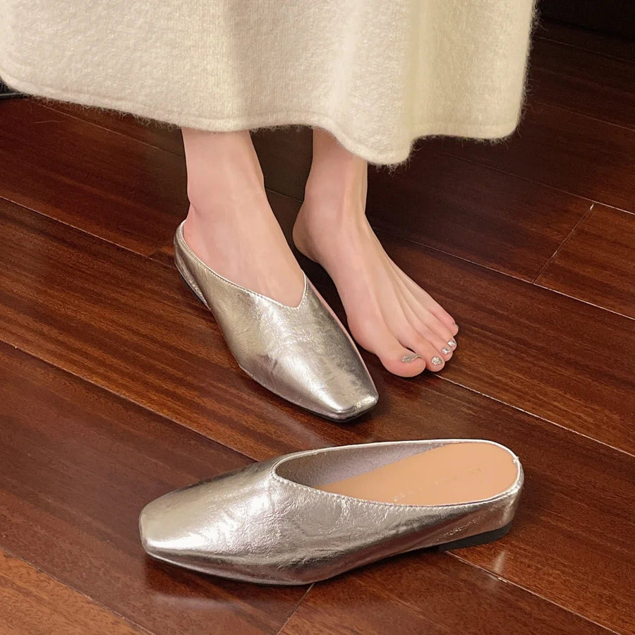 WOMEN'S SQUARE TOE SLIP - ON FLAT LOAFERS - Zarino Newstyle
