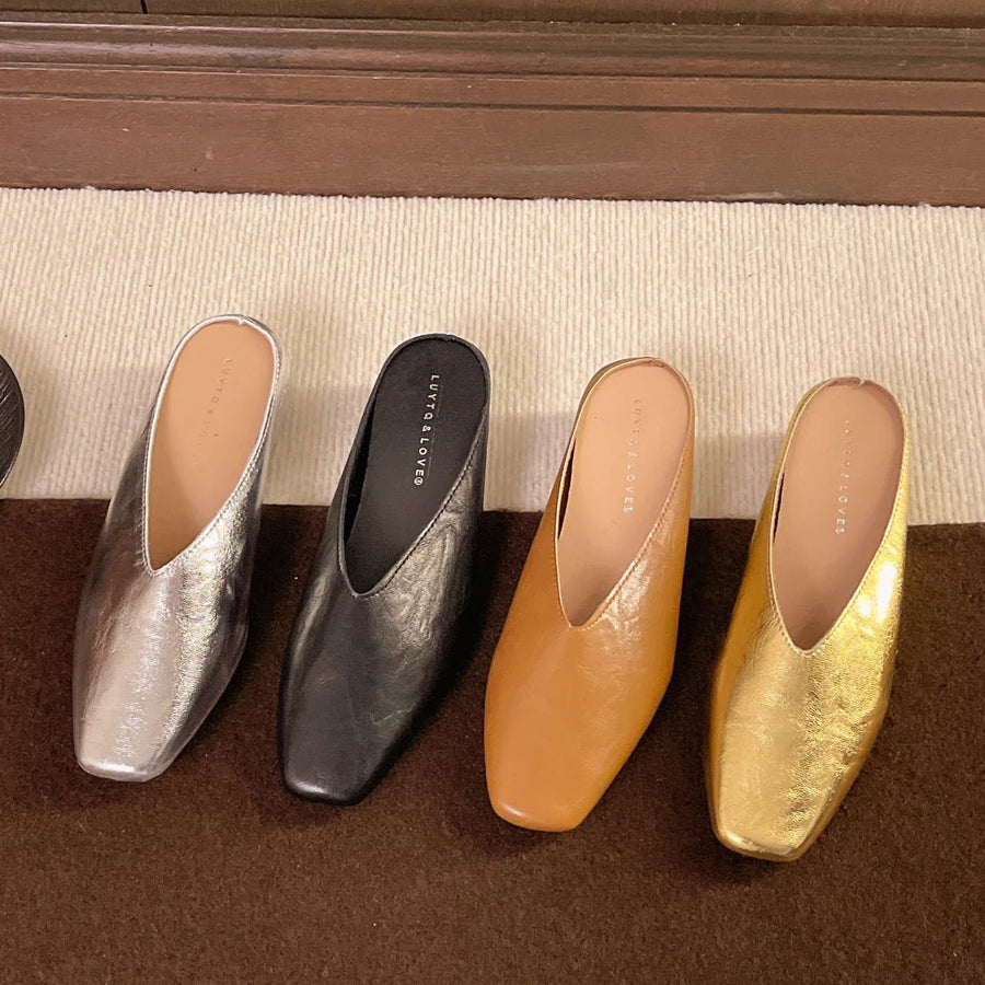 WOMEN'S SQUARE TOE SLIP - ON FLAT LOAFERS - Zarino Newstyle