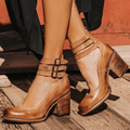 WOMEN'S STRAPPY BLOCK HEEL ANKLE BOOTS - Zarino Newstyle