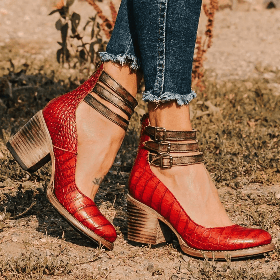 WOMEN'S STRAPPY BLOCK HEEL ANKLE BOOTS - Zarino Newstyle