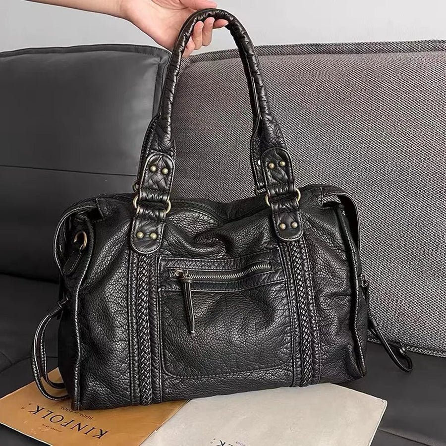WOMEN'S STRUCTURED LEATHER CROSSBODY MESSENGER BAG - Zarino Newstyle