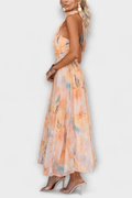 WOMEN'S SUMMER ABSTRACT PRINT HALTER NECK MAXI DRESS - Zarino Newstyle