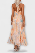 WOMEN'S SUMMER ABSTRACT PRINT HALTER NECK MAXI DRESS - Zarino Newstyle