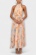 WOMEN'S SUMMER ABSTRACT PRINT HALTER NECK MAXI DRESS - Zarino Newstyle