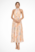 WOMEN'S SUMMER ABSTRACT PRINT HALTER NECK MAXI DRESS - Zarino Newstyle
