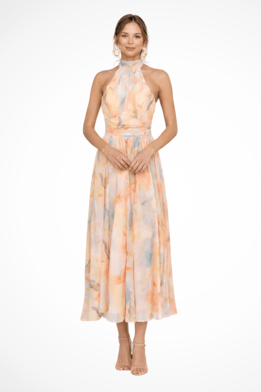 WOMEN'S SUMMER ABSTRACT PRINT HALTER NECK MAXI DRESS - Zarino Newstyle