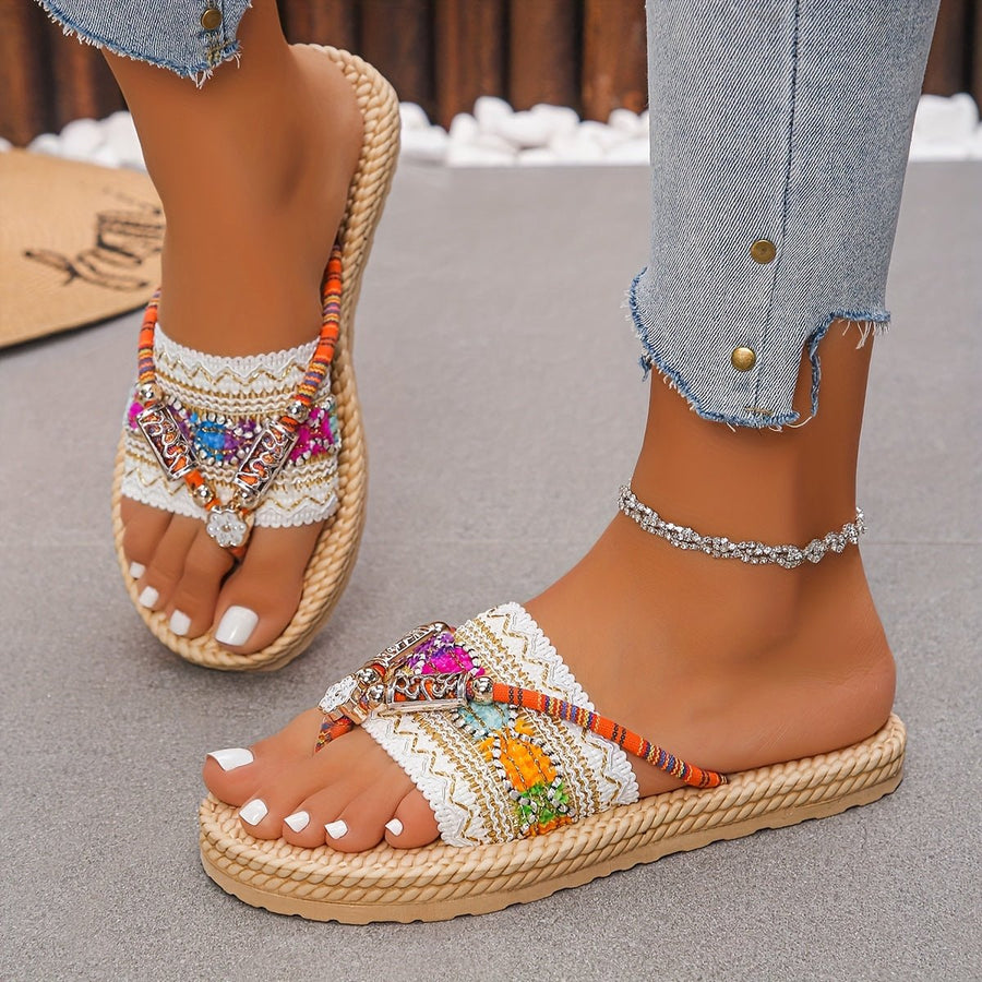 WOMEN'S SUMMER BOHO SLIP - ON FLAT SANDALS - Zarino Newstyle