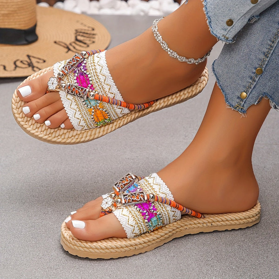 WOMEN'S SUMMER BOHO SLIP - ON FLAT SANDALS - Zarino Newstyle