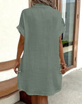WOMEN'S SUMMER BUTTON DOWN SHIRT DRESS WITH POCKETS - Zarino Newstyle