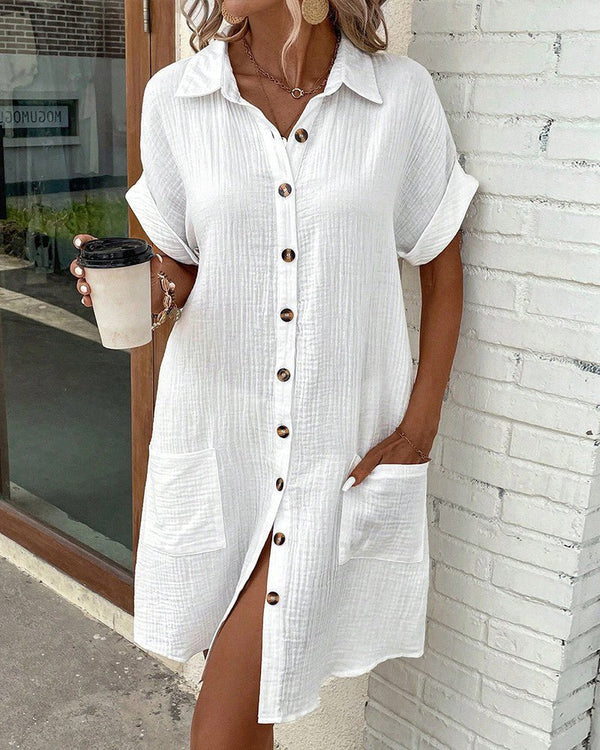 WOMEN'S SUMMER SHIRT DRESS WITH POCKETS