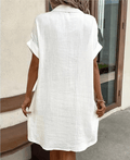 WOMEN'S SUMMER BUTTON DOWN SHIRT DRESS WITH POCKETS - Zarino Newstyle