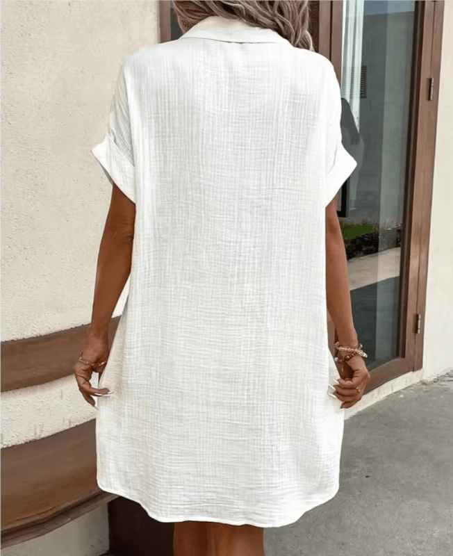 WOMEN'S SUMMER BUTTON DOWN SHIRT DRESS WITH POCKETS - Zarino Newstyle