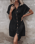 WOMEN'S SUMMER BUTTON DOWN SHIRT DRESS WITH POCKETS - Zarino Newstyle