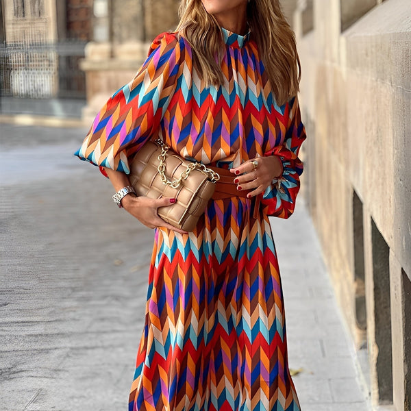 WOMEN'S SUMMER COLORFUL GEOMETRIC MAXI DRESS