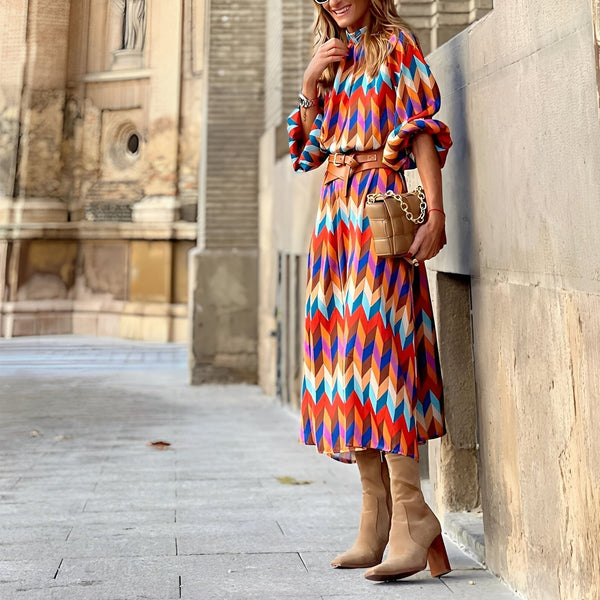 WOMEN'S SUMMER COLORFUL GEOMETRIC MAXI DRESS - Zarino Newstyle