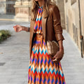 WOMEN'S SUMMER COLORFUL GEOMETRIC MAXI DRESS - Zarino Newstyle