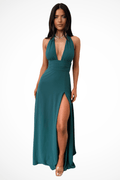 WOMEN'S SUMMER DEEP V HALTER NECK MAXI DRESS - Zarino Newstyle