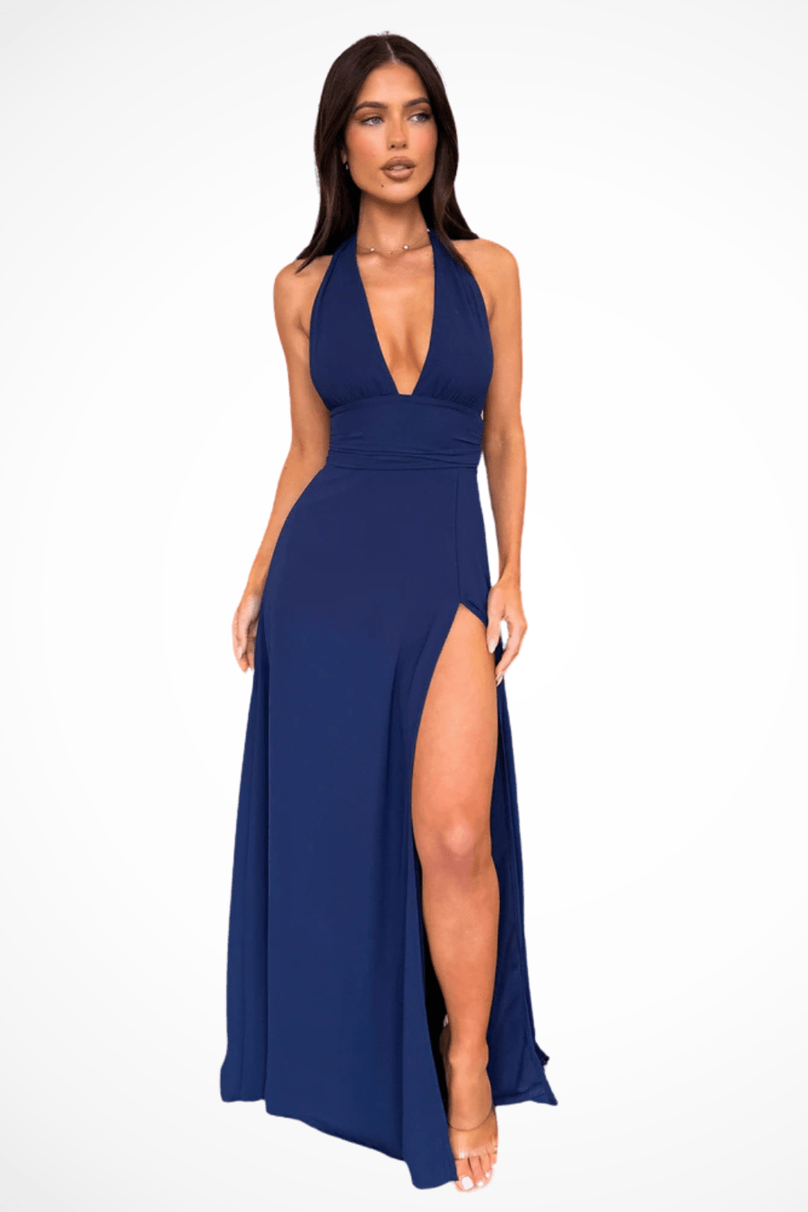 WOMEN'S SUMMER DEEP V HALTER NECK MAXI DRESS - Zarino Newstyle