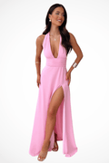 WOMEN'S SUMMER DEEP V HALTER NECK MAXI DRESS - Zarino Newstyle