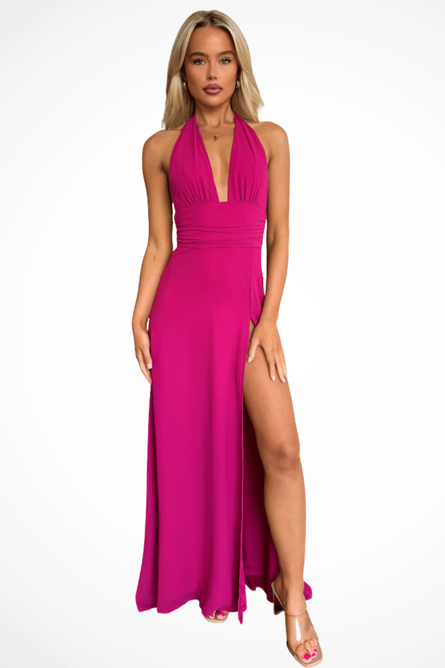 WOMEN'S SUMMER DEEP V HALTER NECK MAXI DRESS - Zarino Newstyle